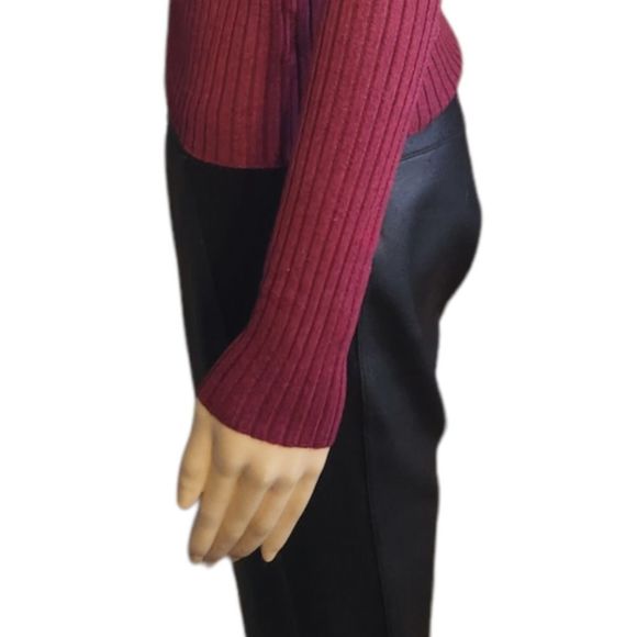 Express Sweater Fitted Turtleneck Ribbed Burgundy Womens Size XS - Picture 5 of 12